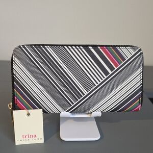 TRINA TURK NWT Geometric Striped Long Zip Around Wallet